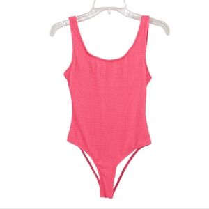 3/$20 Hot Pink Ribbed Scoop Back One Piece Swimsuit Size Small